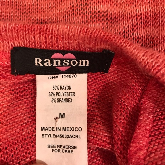 Ransom Lightweight Knit Sweater Womens Size Medium Silver Cross Salmon Orange - Picture 4 of 11